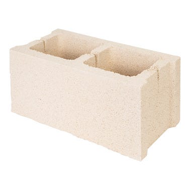 Bloque de hormigón liso blanco ecoBASIC 39x19x19cm Pack 75 uds