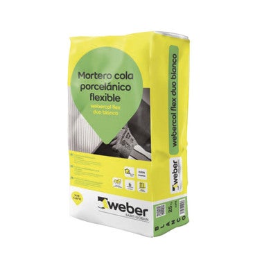 Cemento Cola Flex Duo Weber 25kg Blanco Pack 48 uds