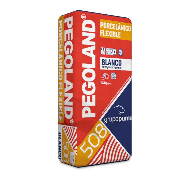 Mortero cola Pegoland Flex porcelánico blanco 25 kg pack 48 uds