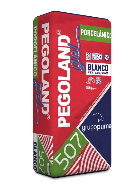 Mortero cola Pegoland Gel porcelánico blanco 25 kg pack 96 uds